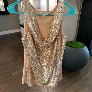 Calvin Klein Cowl-Neck Sequin Sleeveless Top